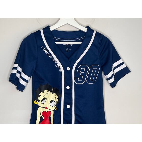 Betty Boop Infinite Possibilities Graphic Button Down Jersey Blue S - Picture 2 of 6